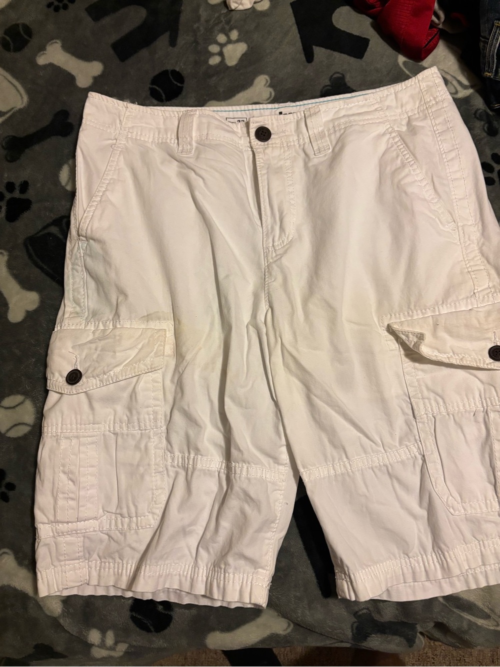 urban pipeline White Men's Cargo Shorts with Button-Flap Pockets